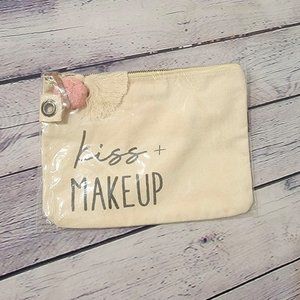 Kiss + Makeup Canvas Bag with Tassel Keychain